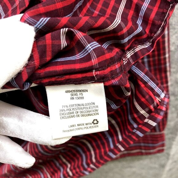 Nordic Track Outdoors Button Down Shirt Mens XL Red Plaid Roll Tab Sleeve Hiking - Picture 8 of 10